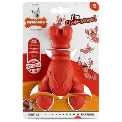 Image of Nylabone Extreme Chewers Tough Nylon Dog Novelty Lobster Chew Toy, Durable, Boredom Breaker, Cleans Teeth, Filet Mignon Flavour, Small, For Dogs 0 11kg