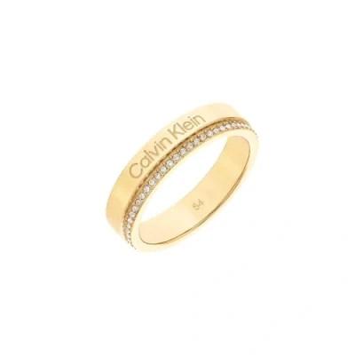 Image of Calvin Klein Women&#039;s MINIMAL LINEAR Collection Ring Embellished with Crystals 35000201D