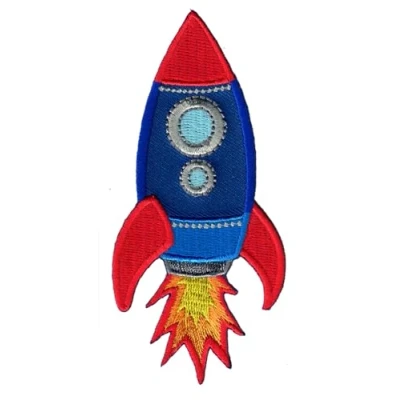 Image of PatchMommy Rocket Patch, Iron On/Sew On Embroidered Applique Motif for Children Kids Baby