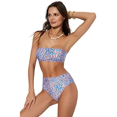 Image of Trendyol Women Animal Print Knit Bikini Set