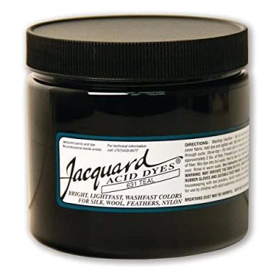 Image of Jacquard Acid Dye for Wool, Silk and Other Protein Fibers, 8 Ounce Jar, Concentrated Powder, Teal 631