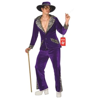Image of Morph Pink Mens Pimp Costume Men Fancy Dress 70s Vegas Outfit Halloween Large