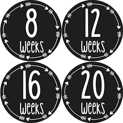 Image of Months In Motion 967 Pregnancy Baby Bump Belly Stickers Maternity Week Sticker Arrows (Black/White) by