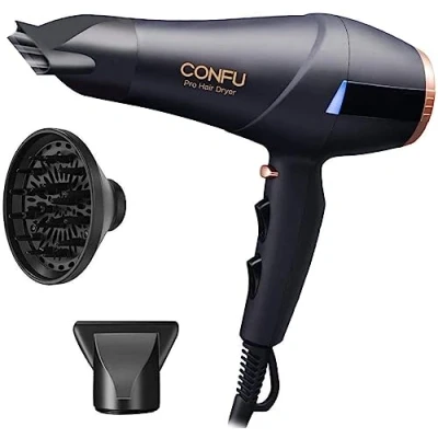 Image of Hair Dryer, CONFU 2300W Professional Ionic Powerful Salon Hairdryer AC Motor Fast Dry Blow Dryer with Diffuser &amp;Concentrator, 2 Speed 3 Heat Settings Cool Shot LED Indicator Long Cable