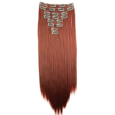 Image of CAISHA XXL 20&quot; Long 8 Pieces Set Clip In Extensions Hair Extension Synthetic Fiber Hairpiece Straight Red Brown CES114