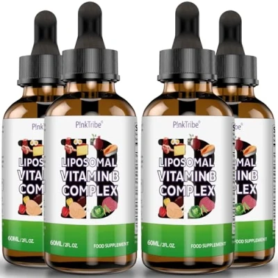 Image of Liposomal Vitamin B Complex Liquid Drops 60ml, High Potency Supplement for Energy Support &amp; Nervous System Health (Pack of 4)