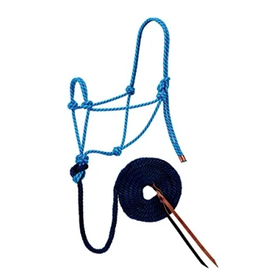Image of Weaver Leather Diamond Braid Rope Halter and Lead, Hurricane Blue/Dark Red/Navy