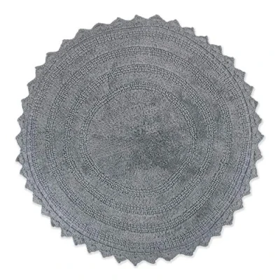 Image of DII Crochet Collection Reversible Bath Mat, Round, 27.5&quot; Diameter, Gray