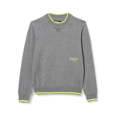 Image of REPLAY child SB5063 Cotton Cachemire Pullover Sweater, Medium Grey Melange M06, 12 Jahre