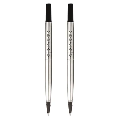 Image of Parker Rollerball Pen Quink Ink Refills 0.5mm Fine Point Black Pack of 2