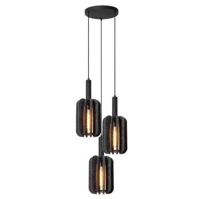 Image of Lucide RAFAL Pendant light 50 cm 3xE27 Grey