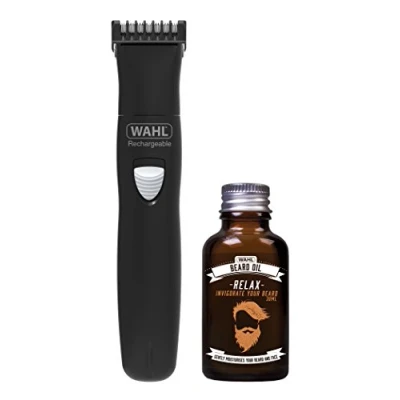 Image of Wahl Beard Trimmer Men and Oil Gift Set, Stubble Trimmer, Men’s Hair Rechargeable Trimmers, Moisturise Beard, Male Grooming Gifts for Men, Care Kit