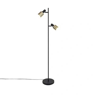 Image of Qazqa Design Floor lamp Black with Gold 2 Lights Stijn Modern Suitable for LED E27 Light Steel Living Room I Bedroom