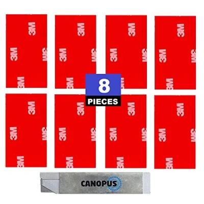 Image of CANOPUS Waterproof 3M Double Sided Pads, 8 PCs (25mm x 50mm), Heavy Duty Sticky Ideal for Home and Car Surface, Doorbell Interior Mirror Adhesive Pads