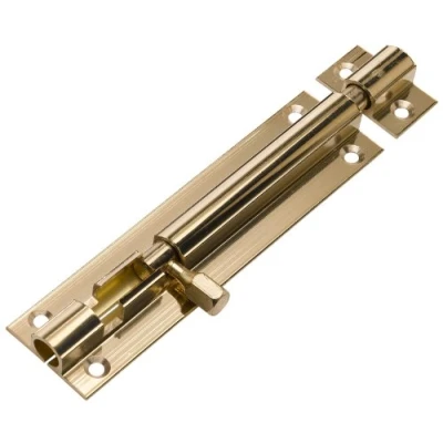 Image of Merriway® BH00762 (2 Pcs) Straight Surface Slide Door Bolt, 63 mm (2.1/2 inch) Brass Pack of 2 Pieces