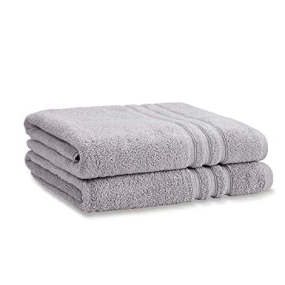 Image of Catherine Lansfield Zero Twist Soft &amp; Absorbent Cotton Bath Sheet Pair Silver Grey