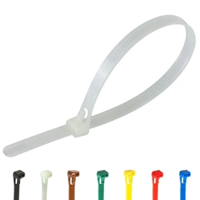 Image of Gocableties 100 Pack of 200mm x 7.6mm Reusable Cable Ties, Heavy Duty White/Natural Releasable 12&quot; Premium Tie Wraps, Strong Nylon Zip Ties