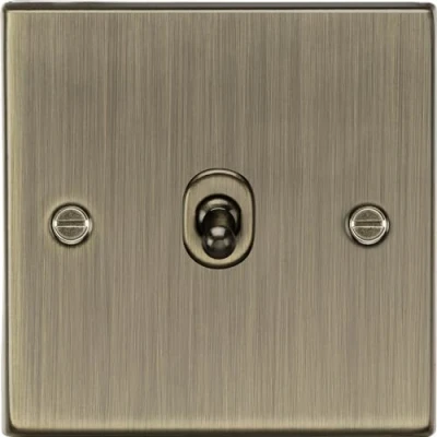 Image of KnightsBridge 10AX 1G 2 Way Toggle Switch Square Edge Antique Brass