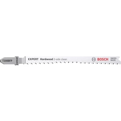 Image of Bosch 5x EXPERT Hardwood 2 side clean T308BFP Jigsaw Blade (for Plastic coated boards, Kitchen countertop, Length 117 mm, Professional Accessory Jigsaw)