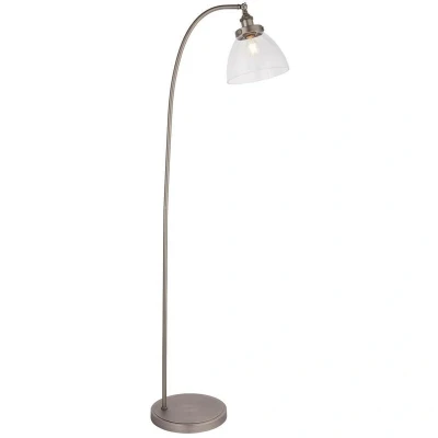 Image of Hansen Task Floor Lamp Brushed Silver Paint, Clear Glass