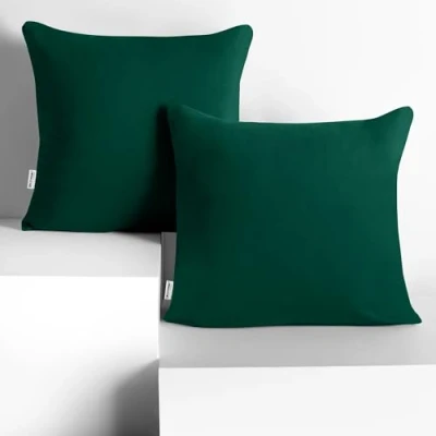 Image of DecoKing 2 Pillowcases 50 x cm Jersey Cotton Zip Bottle Green Amber