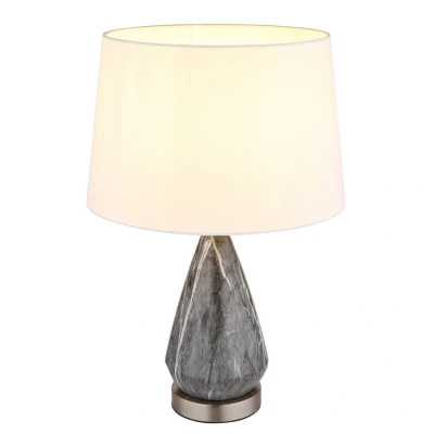 Image of Kisa Table Lamp with Round Tapered Shade Nickel Matt 1x E27