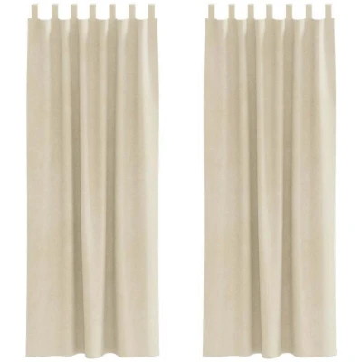 Image of vidaXL Blackout Curtains with Hanging Loops 2 pcs Cream Velvet