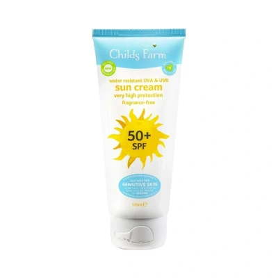 Image of Childs Farm Kids and Baby Sun Cream SPF 50plus Water Resistant UVA UVB Very High Protection Suitable for Dry, Sensitive Eczema prone Skin 100ml