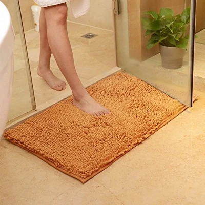 Image of ele ELEOPTION Microfiber Soft Shag Bathroom Mat Rug Kitchen Door Way Feet Anti slip Strip Absorbent Doormat Shower Rugs Shaggy Carpet (Champagne, 50x80 cm)