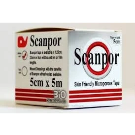 Image of Scanpor Microporous Surgical Tape 5cm x 5m (x2 Rolls)
