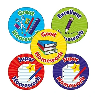 Image of 150 Homework Reward Motivational Childrens Pupils School Praise Teachers Stickers 25mm Primary Teaching Services