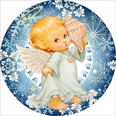 Image of OWN4B Cross Stitch Kits Stamped, Little Angel Printed Pattern 11CT 14.2x14.2 inch DIY Embroidery Kit (Angel)