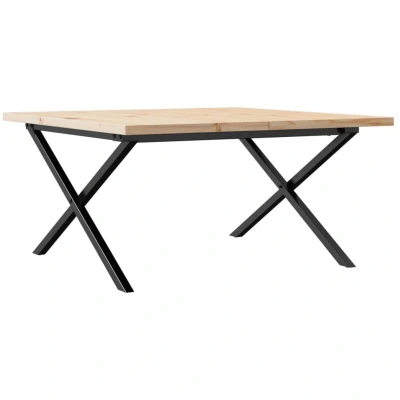 Image of vidaXL Coffee Table X Frame 80x80x45.5 cm Solid Wood Pine and Steel