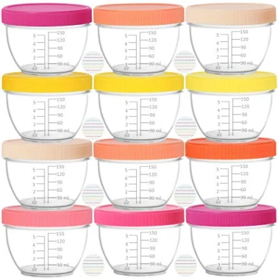 Image of Youngever 18 Pack 180ml Baby Food Storage, Re usable Containers with Lids and Labels, 9 Bright Pink Colors, Labels