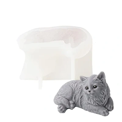 Image of JS MOLD Animal Silicone Mould 3D Cat Soap Mould, Casting Moulds, Dog Candle DIY for Making Cakes, Soaps, Fondant Cake Decoration (7#)