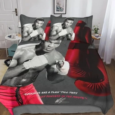 Image of EOASNRTCB Mike Tyson Duvet Cover Set 3D Printed Quilt Hidden Zipper Closure Microfiber Bedspread Bedroom Bed Bedding Double（200x200cm）