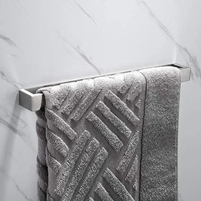 Image of Melairy 30cm/11.81inch 304 Stainless Steel Towel Rail Self Adhesive Brushed Finish Bathroom Bar Rack Holder Without Drilling