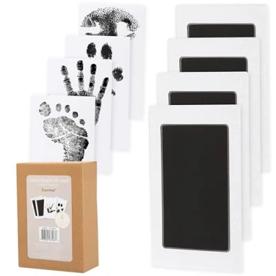 Image of Pearhead Clean Touch Ink Pad 4 Pack, Baby Handprint or Footprint Inkless Kit, for Cat Dog Pawprints, and Pet Keepsake Pads, Set of