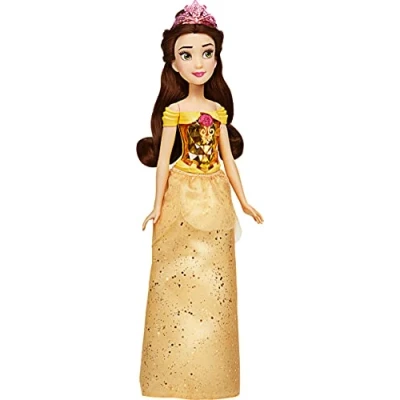 Image of Disney Princess F0898 Royal Shimmer Belle Doll, Fashion Doll with Skirt and Accessories, Brown, White, Yellow, Toy for Kids Ages 3 Up