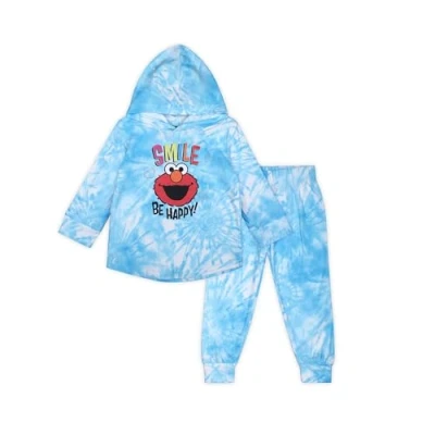 Image of Sesame Street Elmo Girls Hoodie and Jogger Set for Infant Toddler Blue, 2 Years