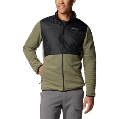 Image of Columbia Basin BUTTE FULL ZIP Fleece jacket, Men&#039;s, Size: Small, Stone green/black