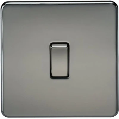 Image of KnightsBridge 20A 1G DP 230V Screwless Black Nickel Electric Wall Plate Switch
