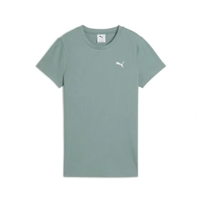 Image of Puma ESS ELEVATED RIB TEE women&#039;s T shirt in Green