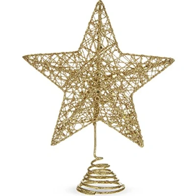 Image of Gisela Graham Gold Glitter Grid Metal Christmas Tree Top Star Decoration by cubsco