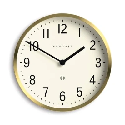 Image of NEWGATE® Master Edwards Wall Clock Kitchen Living Room Office Round Retro Designer Stylish Home Décor Mid Century Modern (Gold)