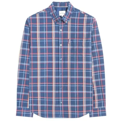 Image of Ben Sherman Men&#039;s Long Sleeve Window Check Cotton Shirt Size 2Xl 5Xl in Dark Navy 4XL