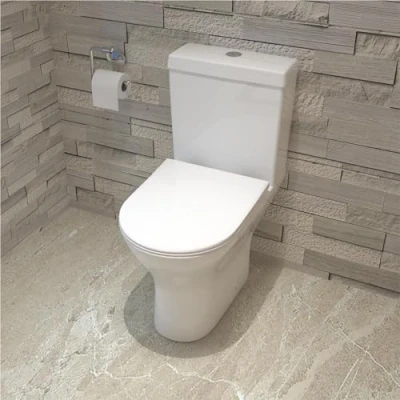 Image of MYB Bathroom Close Coupled Toilet Slim Soft Seat (PP) WC Pan Cistern