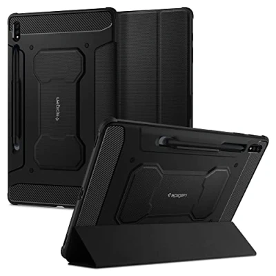 Image of Spigen Rugged Armor Pro Case Compatible with Samsung Galaxy Tab S8 Plus and S7 Black