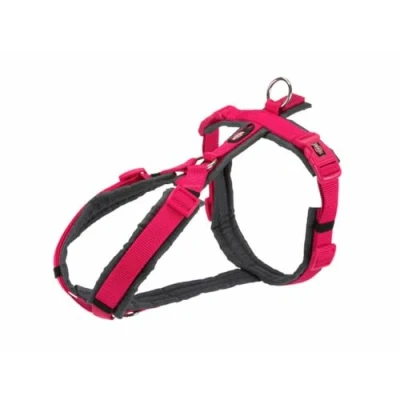 Image of TRIXIE New Premium Trekking Harness, M L: 62 74cm/25mm, Fuchsia/Graphite, Dog