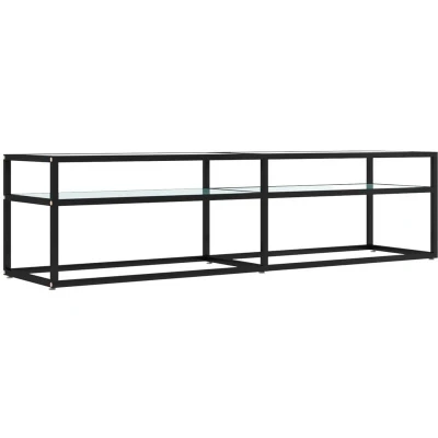 Image of vidaXL TV Cabinet White Marble 160x40x40.5 cm Tempered Glass